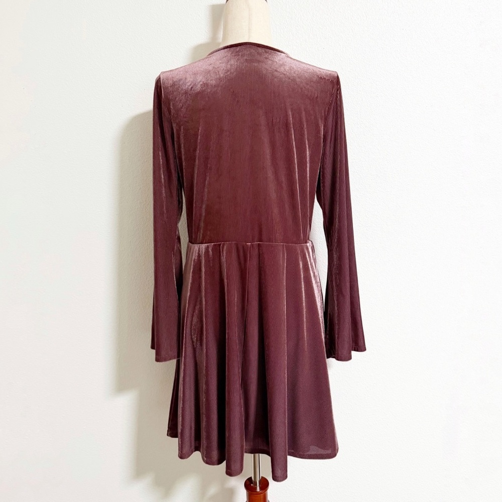 Express Ribbed Velvet Fit and Flare Dress - Picture 3 of 10